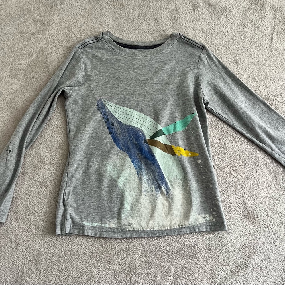 Tea T-Shirt Top Girls 12 Pullover Long‎ Sleeve Graphic Print Gray 100% Cotton